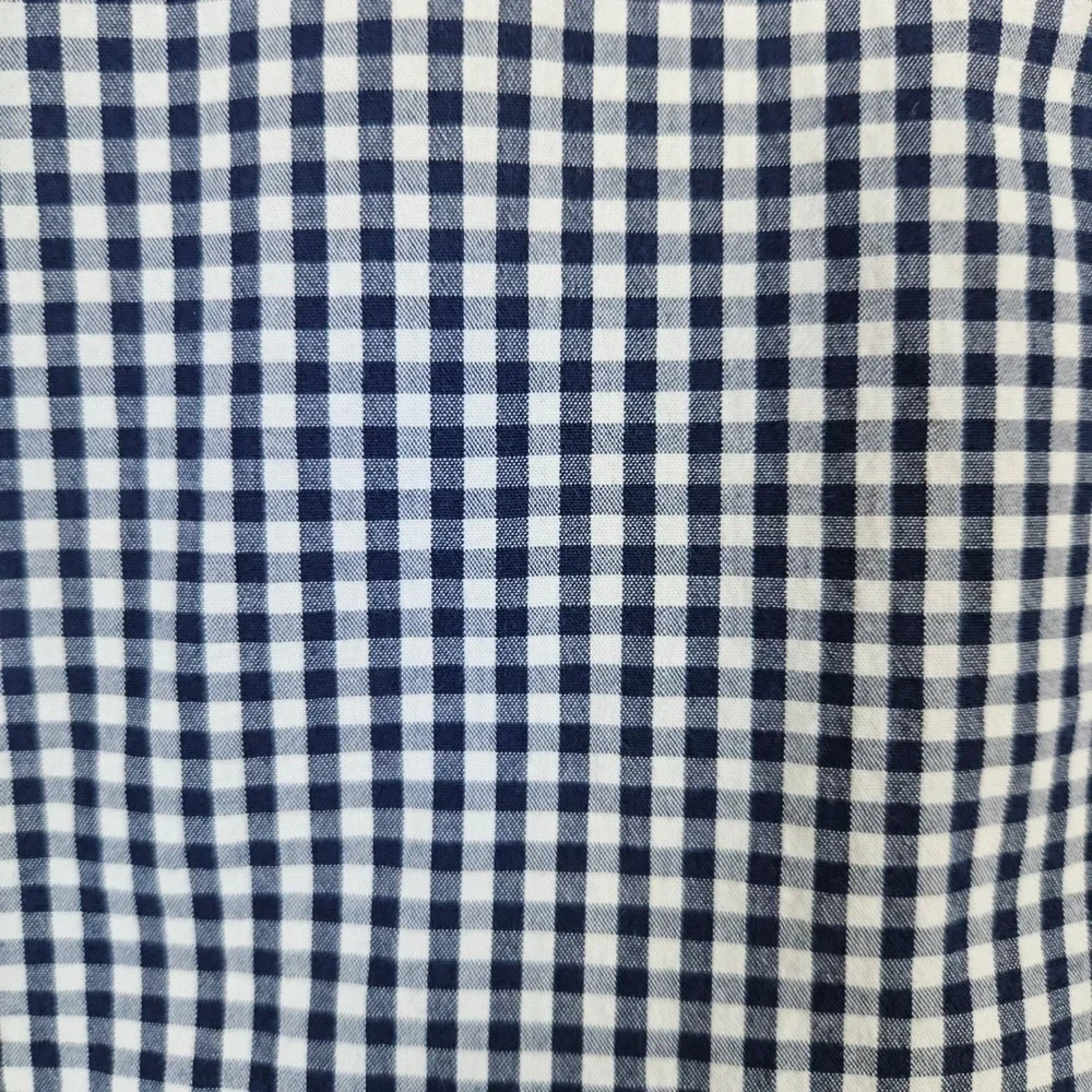 J‎ Crew Men's Navy Blue & White Checked Dress Shirt Size XL Slim Fit Flex Washed